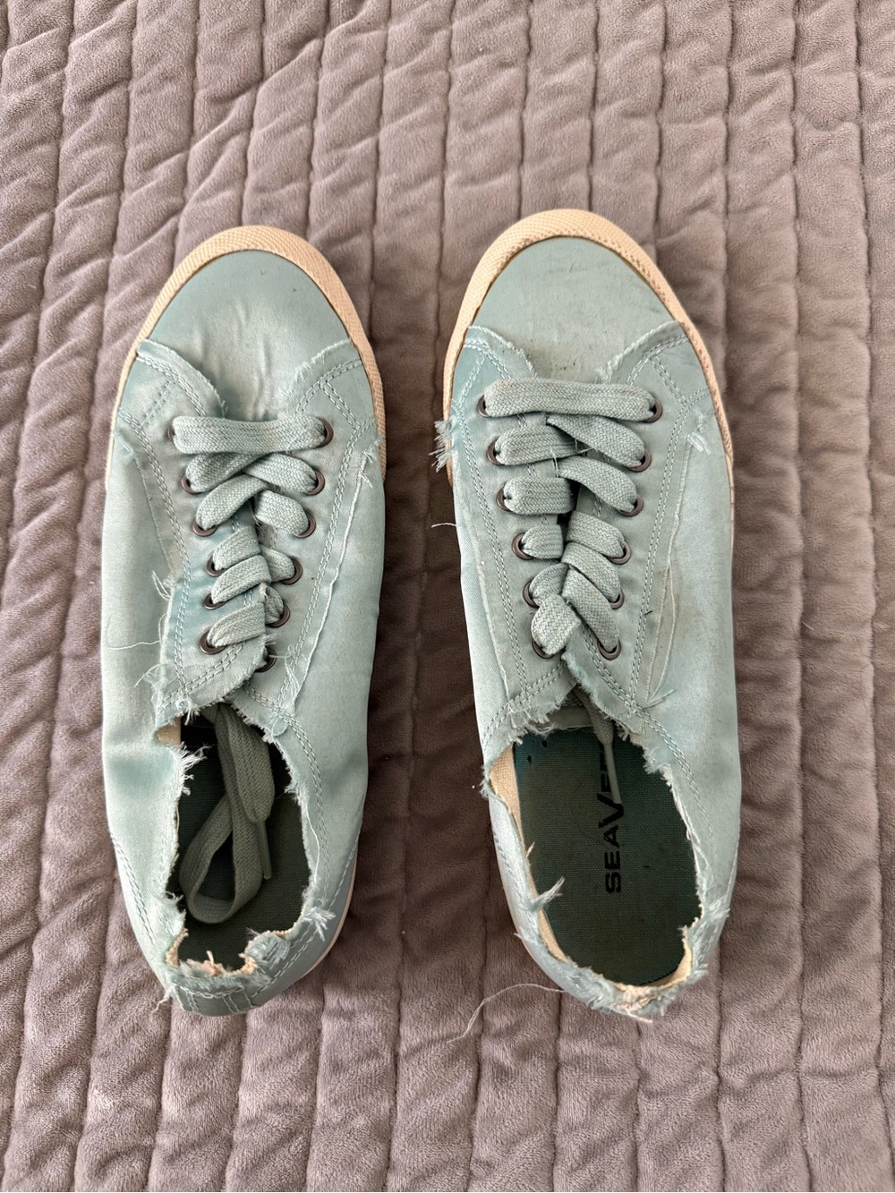 Seevees Light Aqua Monterey Satin Sneakers